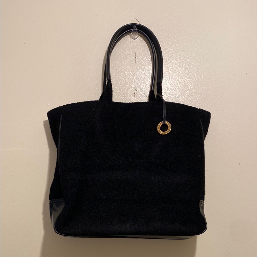 Givenchy Perfumes Wool blend Elegant Black Tote Bag with Gold Accent